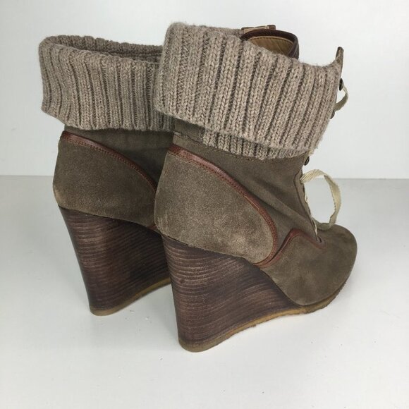 Chloe Suede Sock Heeled Wedge Ankle Boots Size 39 - Picture 2 of 9